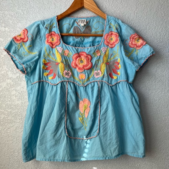 Vintage Sister Mary Baby Doll Embroidered Floral Boho Top 100% Cotton Size S - Picture 3 of 9